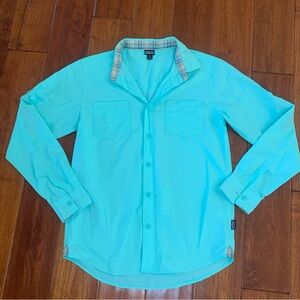 Patagonia Long Sleeve button up shirt Girls Size XXL (14/16) Collared Mint